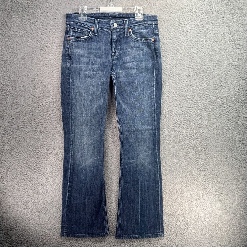 7 For All Mankind Women's Boot Cut Jeans Size 25 Actual 28x28 Low Rise Med Wash